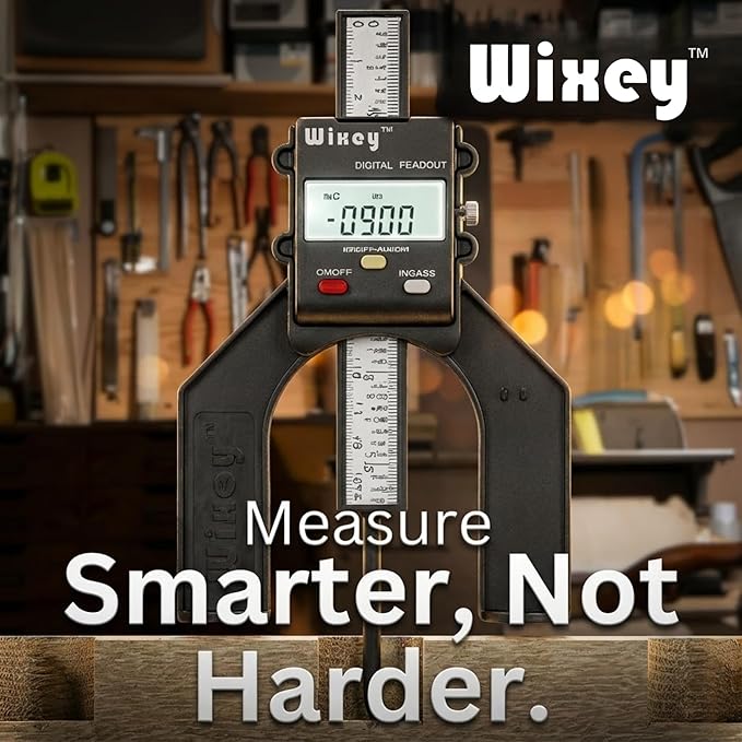 Wixey Mini Digital Height Gauge ??Durable Easy-Read Digital Depth Gauge ??Precise Accurate Height Measurement Tool for Router & Table Saw ??Compact Measuring Tools for Woodworking Projects