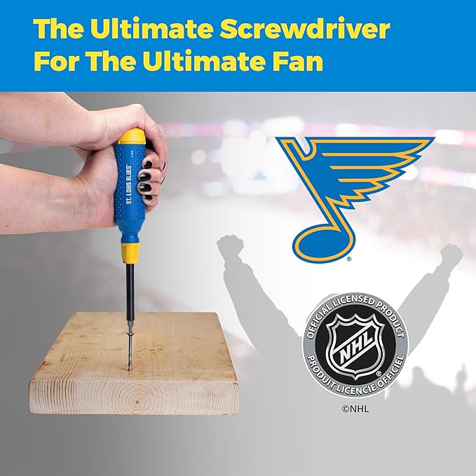 MEGAPRO짰 NHL짰 Team Edition Multi-bit Screwdriver | Officially Licensed NHL짰 Gear | Durable, Ergonomic, Pro-Grade Screwdriver (St. Louis Blues짰)