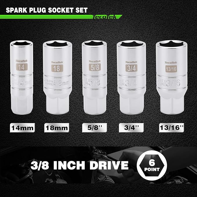 17-Pieces Drive Tool Accessory Set, Spark Plug Socket Set, Includes 1/4" & 3/8??Drive Extension Bar, Socket Adapter, Universal Joints, Spark Plug Sockets, Professional Socket Accessories, Cr-V