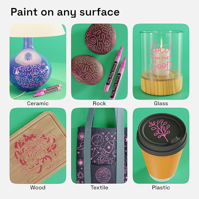 ARTISTRO 2 Pink Acrylic Paint Markers - 0.7mm Extra Fine-Tip Paint Pens - Perfect for Crafting, Art Projects, & More