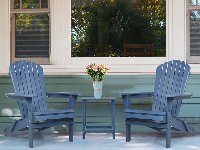 SoliWood Outdoor Wooden Folding Adirondack Chair Set of 4 with Pre-Assembled BackRest, Wood Patio Chair for Garden Backyard Porch Pool Deck Firepit