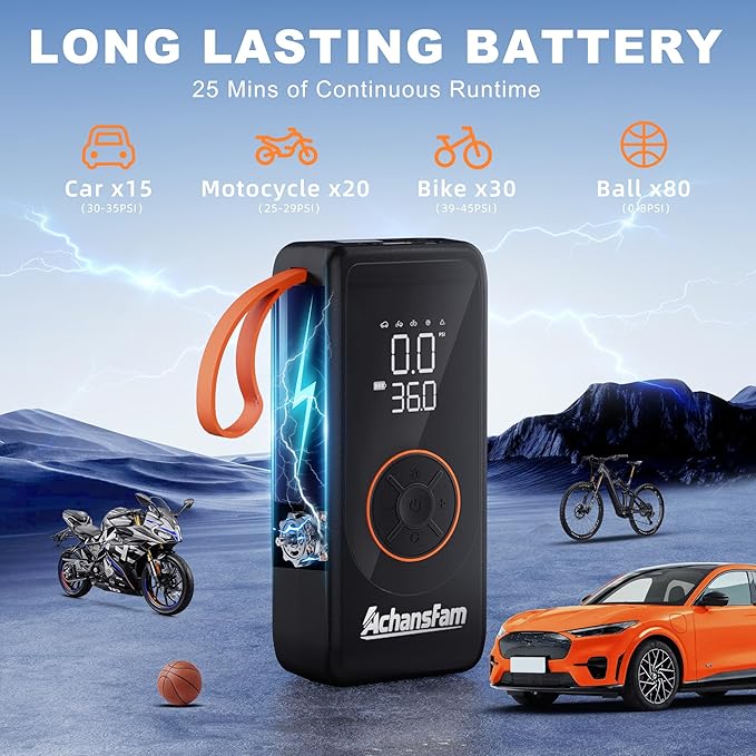 P9 Pro Cordless Portable Air Compressor,48s Fast Inflation,Dual Power Supply,150 PSI Tire Pump with Digital Gauge, inflator and deflator Function & Storage Case for Car, Truck, Bike, Ball