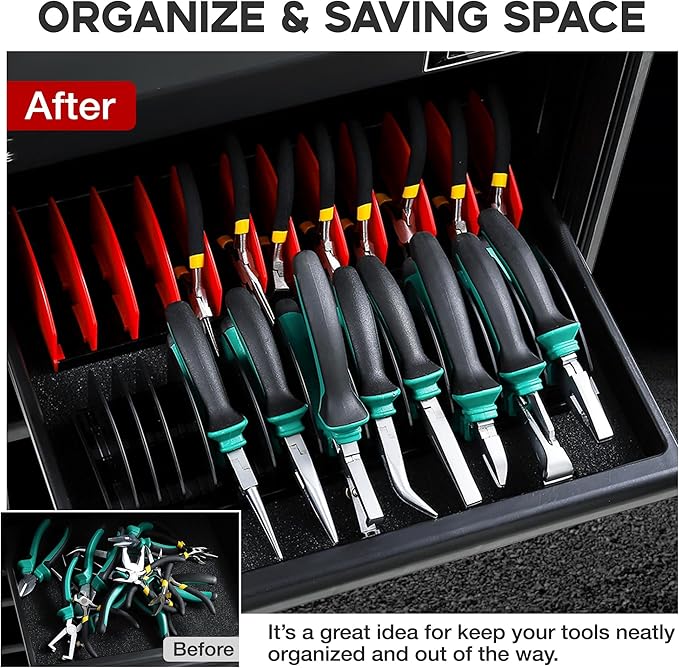 2-Pack Plier Organizer Rack, Pliers Holder with Non-Slip Rubber Base and Adjustable Dividers, 22-Slot Tool Box Organizer, Cutter Organizers, Tool Drawer Organizer(Pliers Not Included)