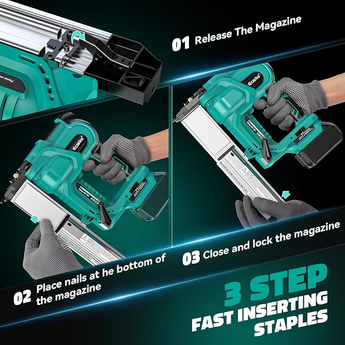 Ecarke Cordless 2 Inch Brad Nailer Compatible with Makita 18V Battery(No Battery),2 In 1 Electric Nail Gun,18GA Staple Gun with 1000 Nails, Battery Powered Nail Gun for Trim Wood Crafting Carpentry