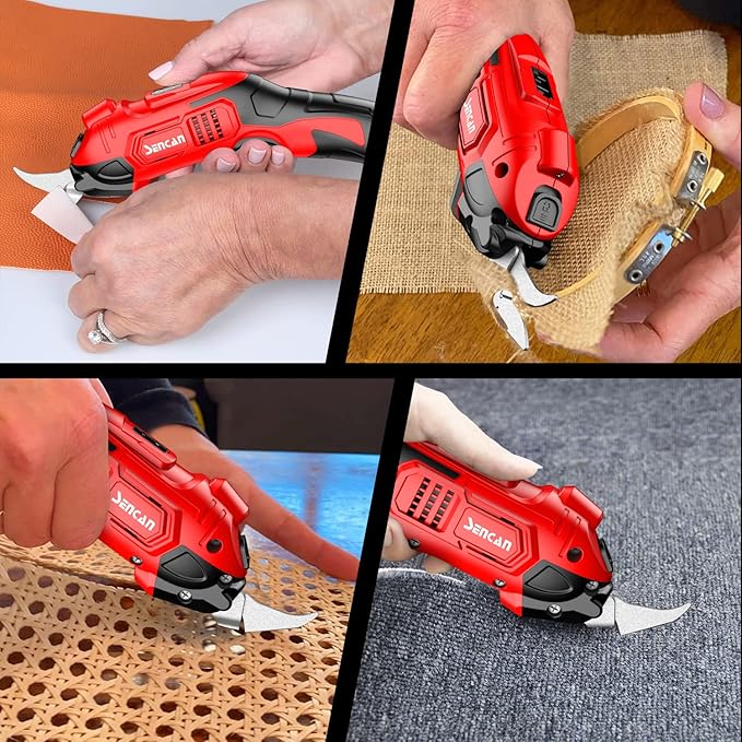 Electric Scissors for Cutting Fabric, Cardboard & Plastic, Sewing Crafting Cardboard Heavy Duty Cordless Shears Cutting Tool with 2 Replacement Blades
