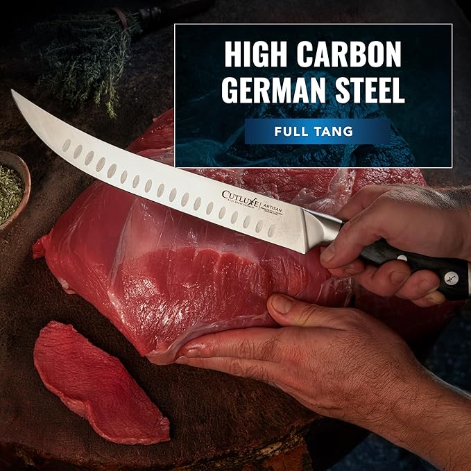 Cutluxe Butcher Carving Set ??Cimeter Breaking & Boning Knives for Meat Cutting ??Professional Knife, Razor Sharp German Steel, Full Tang, Ergonomic, Butcher Knives for BBQ ??Artisan Series