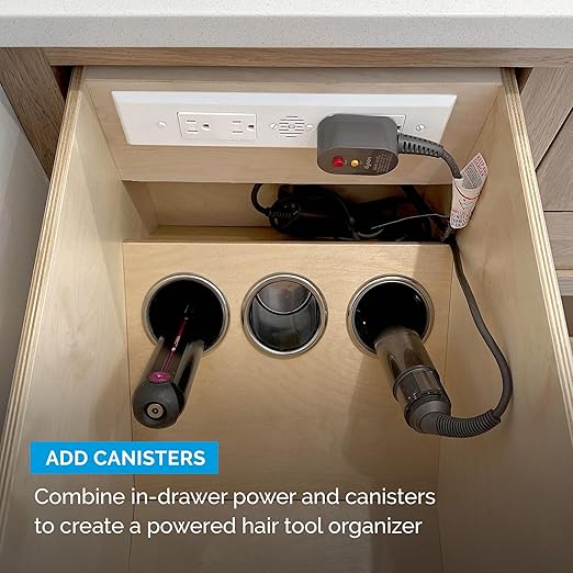 Docking Drawer Blade Duo in-Drawer Outlet, Integrated Safety Shutoff, (4) 15 amp AC, White