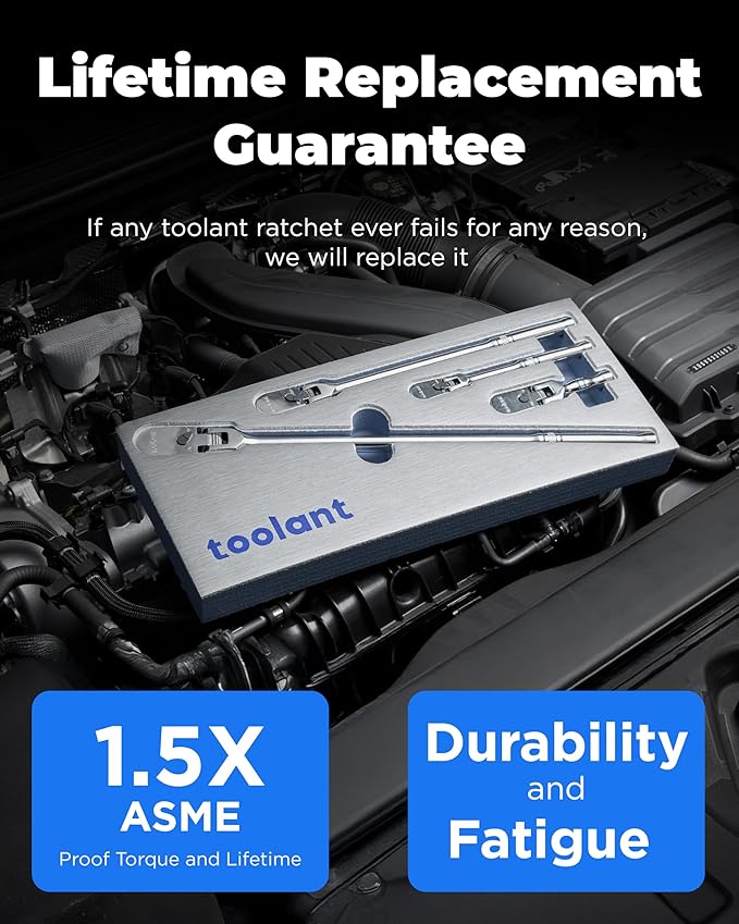 toolant 4Pcs Flex Head Ratchet Set, 1/4??3/8"&1/2" Drive Gear Wrench Compact Head Ratchet Wrenches, 90-Tooth Gear, 180째 Flex, 11 Positions, Longer Handle, 1.5X ASME Durability