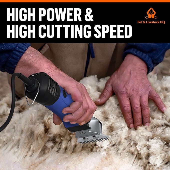 Sheep Shears Heavy Duty with 6 Adjustable Speeds - Professional Electric Clippers Farm Livestock - Shearing Machine Hair Cutting Kit for Grooming (Extra Blade)