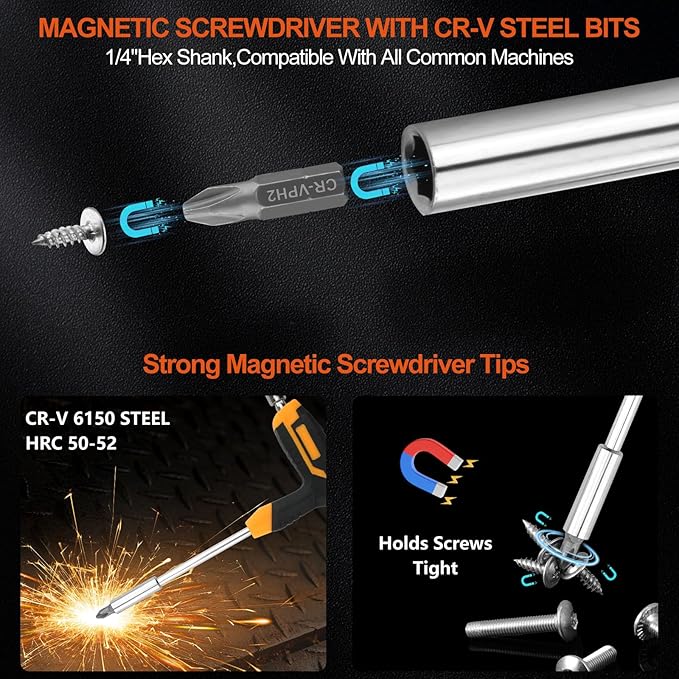 24-Piece T-Handle Magnetic Screwdriver Set, 14 CR-V Steel Bits & 9 Nut Drivers (5-13mm), Ergonomic Non-Slip Grip All-in-One Hand Tool for Household Repair, DIY & Bicycle Maintenance