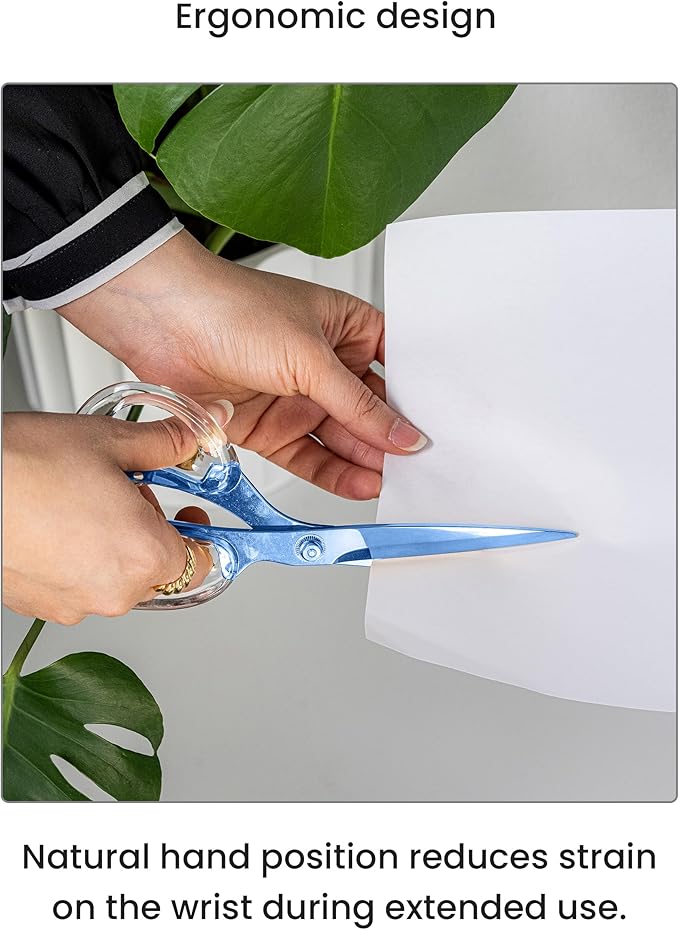 OfficeGoods 9??Stainless Steel Acrylic Scissors for Office and Home - Aesthetic and Sharp All Purpose Scissors, Perfect for Sewing, Arts and Crafts - Sapphire