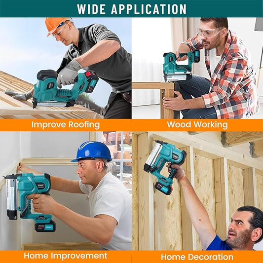 Brad Nailer, Electric Nail Gun with 800pcs 18 GA Nails/Staples, 2 in 1 Nail Gun Battery Powered with 20V 1 * 4.0A Battery for Home Improvement & Woodworking