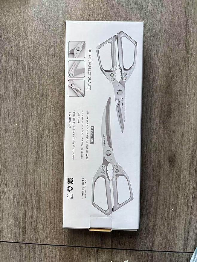Heavy duty Kitchen Scissors Set (2-piece set) - Sharp stainless steel poultry scissors, seafood and meat scissors, dual-purpose cooking scissors for food preparation