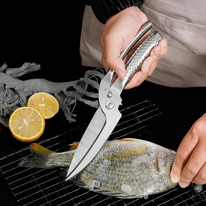 WILDMOK Heavy Duty Poultry Kitchen Shears ??Multi-function Stainless Steel Poultry Shears, Ultra Sharp All Purpose Kitchen Scissors Cutting Chicken Meat, Turkey, Fish