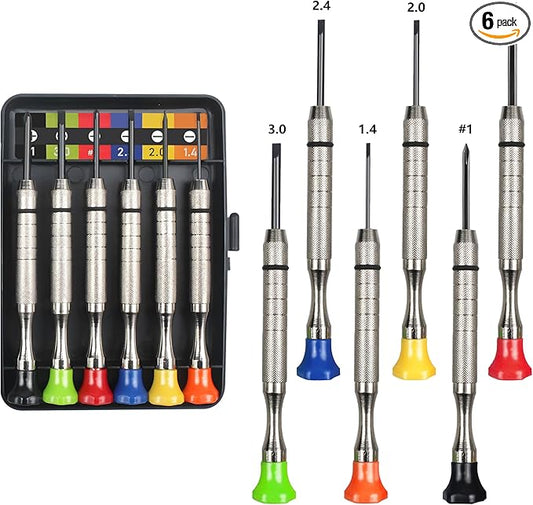 6Pcs Small Screwdriver Set -3pcs Flathead and 3pcs Phillips Micro Head Mini Screwdriver Set Precision CRV Eyeglasses Watches Electronics Computer Repair Kit Cool Gadgets Tool Gifts for Men