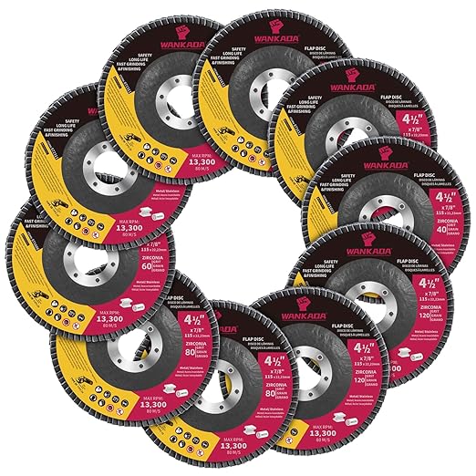 40/60/80/120 Mixed Grit Zirconia Flap Disc 4-1/2" x 7/8-Inch Abrasive Sanding Disc Bevel Type 29 Angle Grinder Edge Grinding Wheel for Stainless Steel and Metal (Pack of 10)