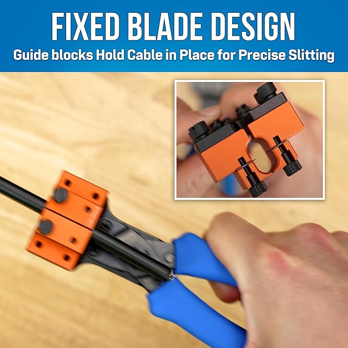 Jonard Tools CSP-RPXL Cable Slitting Pliers for RPX Long Span Cable - Free Ribbon Fiber Optic Cable, Ergonomic Spring-Loaded Handle, Fixed Ultra-Sharp Blade, with Guide Blocks