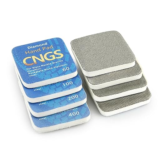 LOZLIN 4-Piece Diamond Hand Polishing Pads Set (60/100/200/400 Grit) - Soft Grinding Discs for Tile/Stone/Marble/Glass Edge Trimming & Surface Shining, Wet/Dry Use
