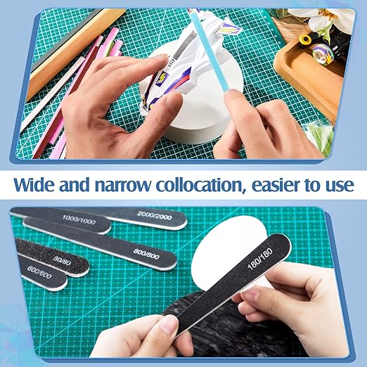 Honoson 70 Pcs Sanding Sticks Polishing Sticks Fine Sanding Twig Coded Abrasive Sand Twig for Plastic Model Assorted Metal and Wood Sand Tool Accessory for Craft(Low Grits Rating,Water Drop)