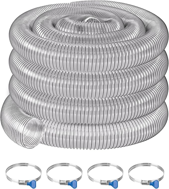 4" x 40' PVC Dust Collection Hose,4 Inch Dust Collector Hose for Shop Vacuum,Woodworking Dust Collection Systems,Clear Flexible PVC Dust Collection Hose Fume Debris Dust Hose Tube w/Carbon Steel Wire