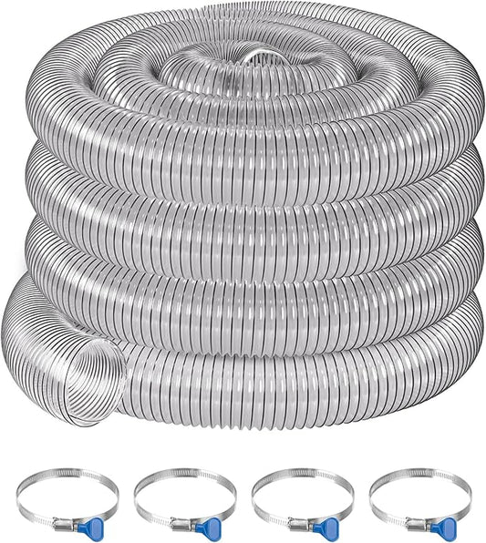 4" x 40' PVC Dust Collection Hose,4 Inch Dust Collector Hose for Shop Vacuum,Woodworking Dust Collection Systems,Clear Flexible PVC Dust Collection Hose Fume Debris Dust Hose Tube w/Carbon Steel Wire
