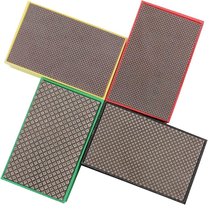 Diamond Sanding Blocks Hand Pads Foam Backing for Tile Stone Marble Concrete Ceramics Granite Glass Wet Dry (4 PCS)