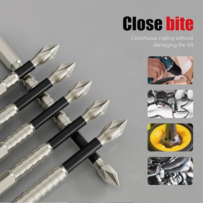 Anti Slip Screwdriver Bits, 12-Piece High-Magnetic Screwdriver Drill Bit Set, Magnetic Screwdriver Bit Set for Electric & Impact Drivers, 25 50 65 70 90 150mm Drill Bit Set