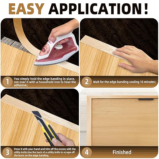 GSCIT Club Birch Edge Banding, 1/2 inch x 25ft roll of Veneer Edge Banding Preglued Flexible, Real Wood Tape Banding