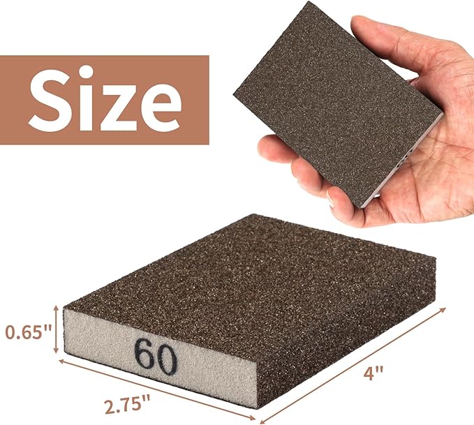 8 Pack Sanding Sponge, Sanding Blocks 60 Grit Assortment, Sand Paper for Wood Furniture, Sander Pads, Washable and Reusable Sandpaper for Drywall Metal Glasses Repair (60 Grit)