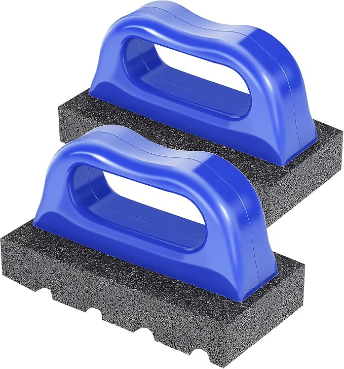 2 Pcs Rub Brick with Handle Concrete 20 Grit Masonry Tools Smoothing Cleaning Removing Marks Tool