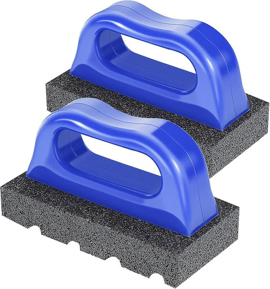 2 Pcs Rub Brick with Handle Concrete 20 Grit Masonry Tools Smoothing Cleaning Removing Marks Tool