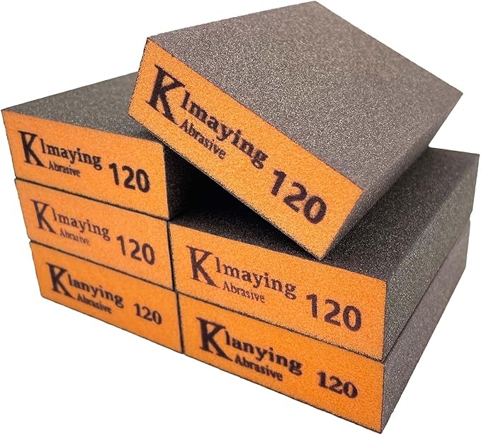 Sanding Sponge, 120 Grit Assortment Sanding Block, Wet and Dry Dual-use Sander Sponges for Drywall Metal, Sandpaper Sponge for Wood, Washable and Reusable