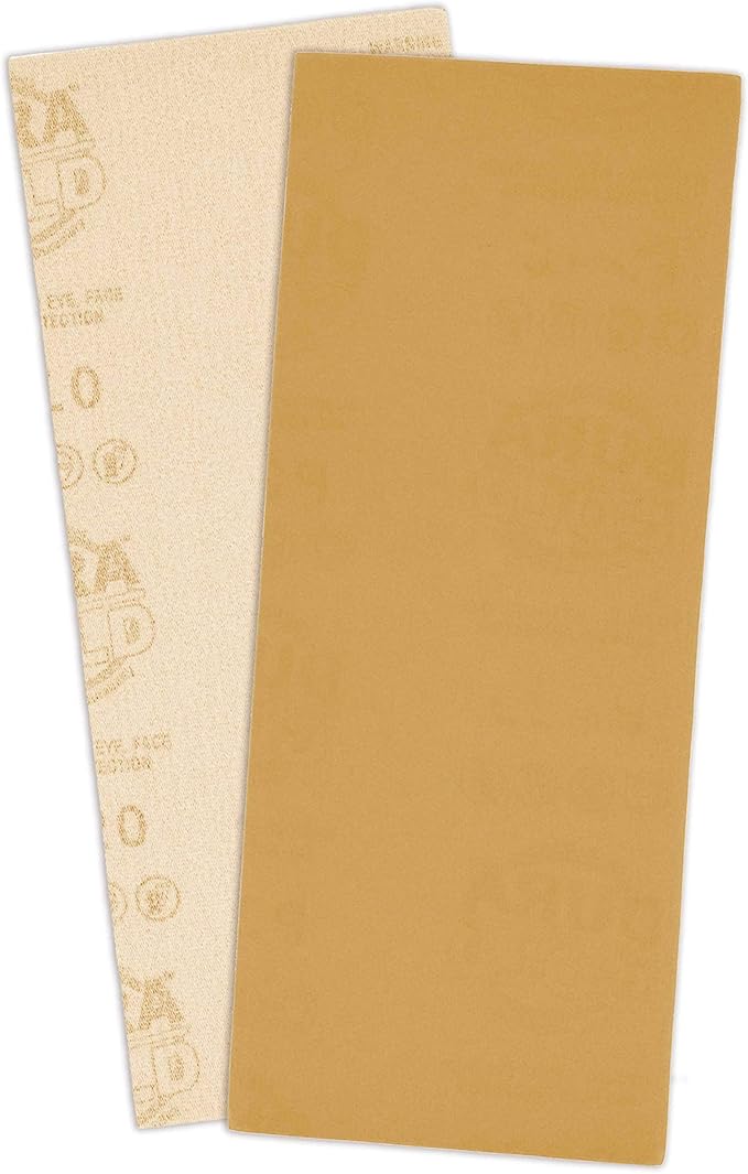 Dura-Gold Premium 1/3 Sheet Gold Sandpaper Sheets, 400 Grit (Box of 20) - 3-2/3" x 9" Size Hook & Loop Backing, Wood Furniture Woodworking, Auto Paint - Jitterbug Sanders, Clip-On, Hand Sanding Blocks