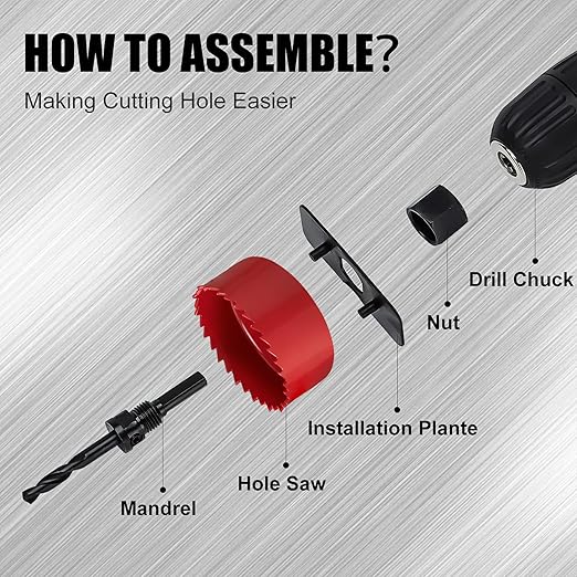 KATA Hole Saw Set, 20 Pieces Hole Saw Kit with 3/4"-6"(19-152mm) 13PCS Saw Blades, 2 Mandrels, 3 Drill Bits, 1 Installation Plate, 1 Hex Key with Case, Ideal for Soft Wood, PVC, Plywood, Drywall, Red