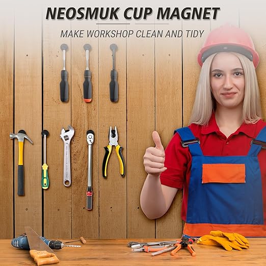 Neosmuk Magnets with Screws,60lbs+ Heavy Duty Rare Earth Neodymium Mounting Magnets with Holes,Countersunk Round Disc Industrial Magnets for Wall Mounting,4 Pack,Black