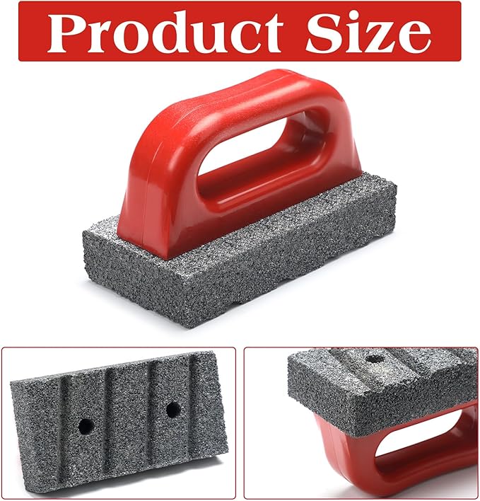 Wenqik 2 Pcs Rub Brick with Handle Concrete 20 Grit Masonry Tools Smoothing Cleaning Removing Marks Tool(Red)