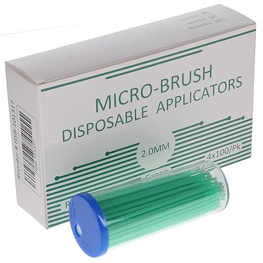 HSB 101317, Micro-Brush Applicators, Disposable Dental Micro Brushes, Bendable Neck for Precision Application, Ideal for Dental & Cosmetic Applications, Regular, Green, 400/Pk, Case of 40 Boxes