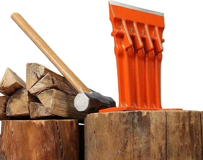 Firewood Kindling Log Wood Splitter ??No Axe! Wedge Point Splits Firewood, 6 Inch, Orange with Safety Cover