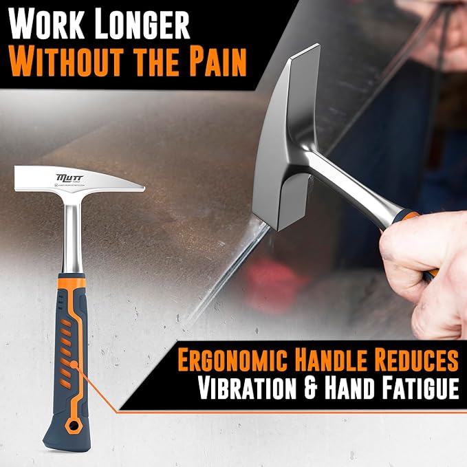 Mutt Tools 18oz Sheet Metal Hammer - Professional Tinners Hammer for Metal Shaping - Forged HVAC Hammer with Ergonomic Handle for Duct Work & Sheet Metal Projects