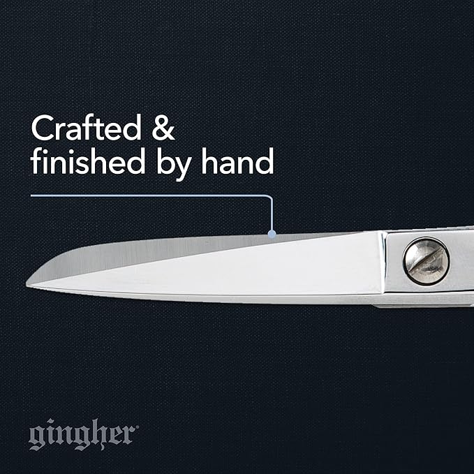 Gingher 5" Fabric Scissors, Premium Forged Steel Fabric Shears, Sharp Knife Edge Sewing Scissors for Cutting Cloth with Protective Sheath, Ambidextrous Design