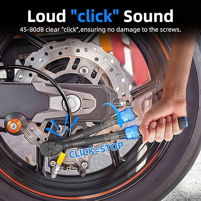 UYECOVE 3/8-Inch Drive Click Torque Wrench, Dual-Direction Click Professional Torque Wrench 5-45FT.LB/6.8-61N.M, Dual Range Scales Graduated in FT.LB and N.M, Blue