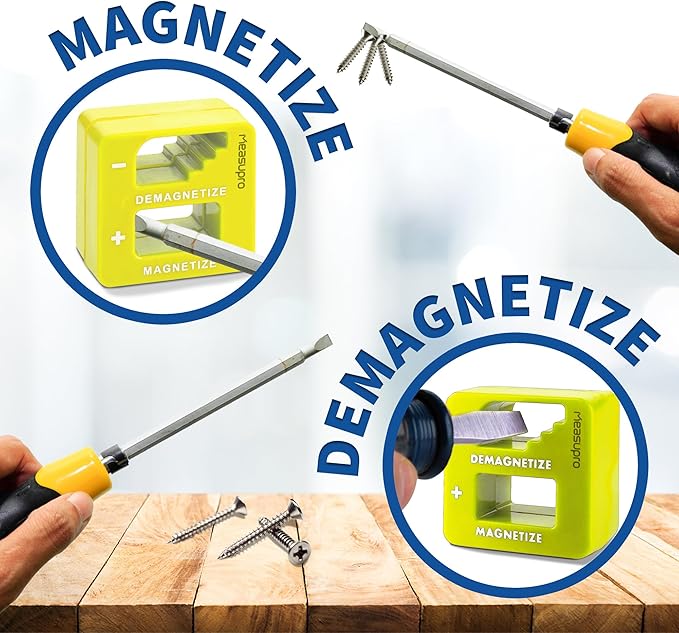 Demagnetizer and Magnetizer For Screwdrivers Tips, Bits, and Small Tools, Large or Big Screws, Drills, Drill Bits, Sockets, Nuts And Nails, 3 Pack Green, Yellow, Orange