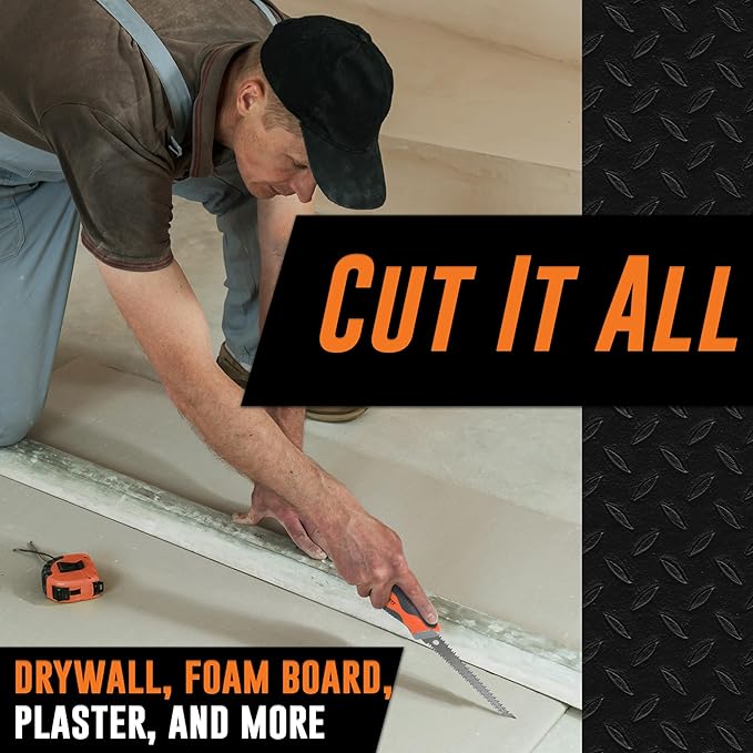 Mutt Tools 6” Professional Drywall Saw with Ergonomic Handle - Jab Saw for Sheetrock Cutting - Keyhole Saw with Ergonomic Grip - Versatile Tool for Drywall, Sheet Rock and Insulation