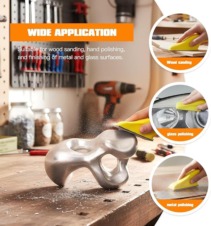 Micro Detail Sander Paper Kit WITH 70xWet Dry Sandpaper-Grit 400 600 800 1000 1500 2000 3000,3.5?쓝 1?쒱and Sanding Block with Hook and Loop Sanding Strips for Wood Metal Glass Surface
