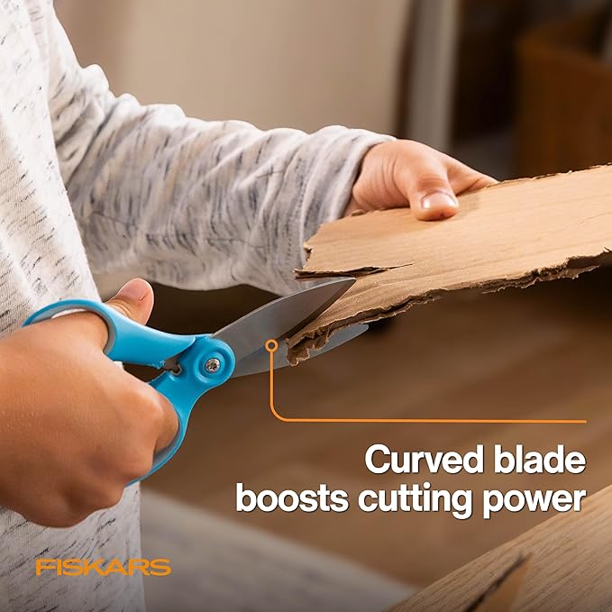 Fiskars Kids Super Scissors ??Cutting Power for Cardboard, Foam, Felt & More with SoftGrip Handles, For Crafting and School Supplies, 6 inches