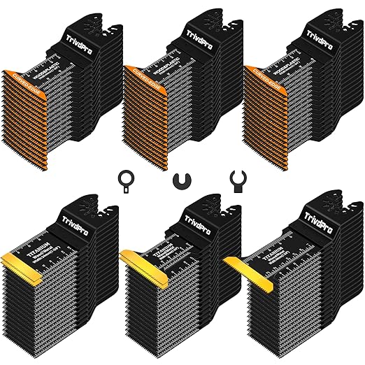 Oscillating Tool Blade Multitool Blades - TrivdPro 105pcs Multi Tool Blades Kits Oscillating Saw Blades for Metal Wood Plastic, Fits Dewalt Milwaukee Ryobi Fein Bosch