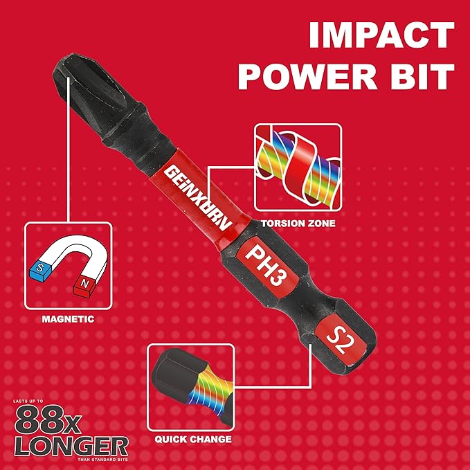 Anti-slip Hex Impact Tough Magnetic Screwdriver Bits Set 2 in. PH1/PH2/PH3 Insert Driver Bits,40Pack 1/4 Inch Hex Shank Phillips Cross Screwdriver Bits Set with 1Pcs Impact Bit Holder
