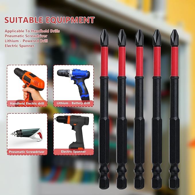 FPH2 Impact Screwdriver Bit Set ??65mm & 110mm Slotted & Cross Head, 1/4 Inch Hex Shank, Magnetic Tips, CNC Precision, Durable Electrician & DIY Drill Bits (10pcs)