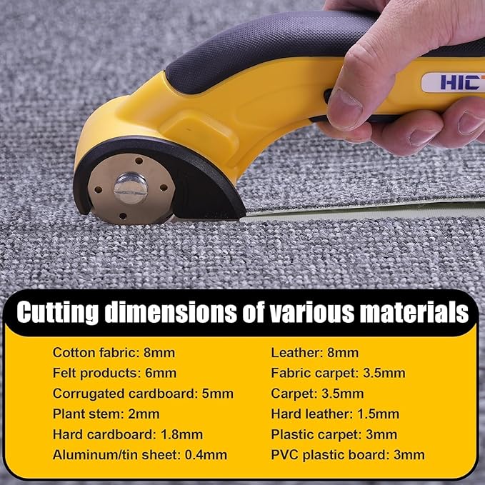 HICTOP Electric Scissors Cordless Cardboard Box Cutter Heavy Duty with Safety Lock 4.2V Rechargeable Electric Scissors for Cardboard, Carpet, Leather, Plastic, Fabric, Crafting, etc.