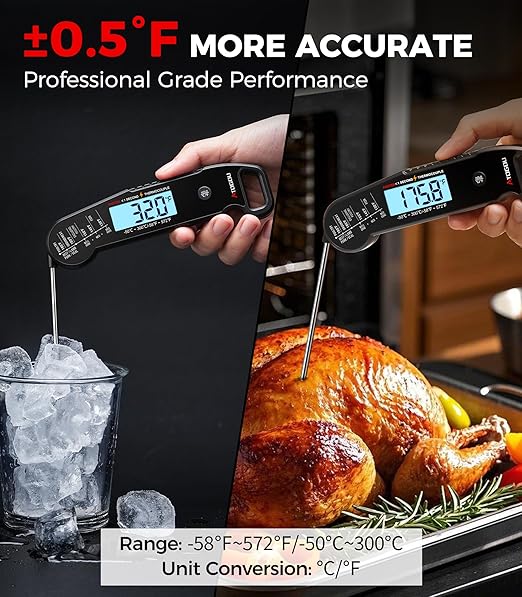 Atogou Professional Food & Meat Thermometer, 1 Sec Instant Read & 짹0.5??Accuracy, Thermocouple Sensor, IP67 Waterproof Digital Thermometer for Cooking, BBQ, Grill Gifts for Men Him Dad Birthday